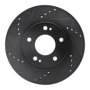 Chrysler Sebring Brake Rotor (1) - Front Left - R1 Concepts - Drilled & Slotted - Black - `00-`24